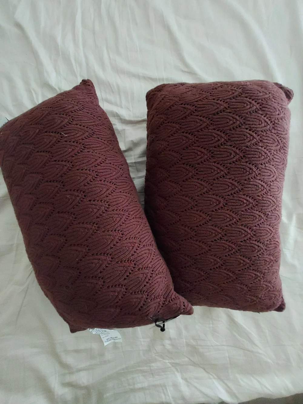 Throw Pillows Jeremiah Brent Home Textured Knit Pair in Deep Burgundy